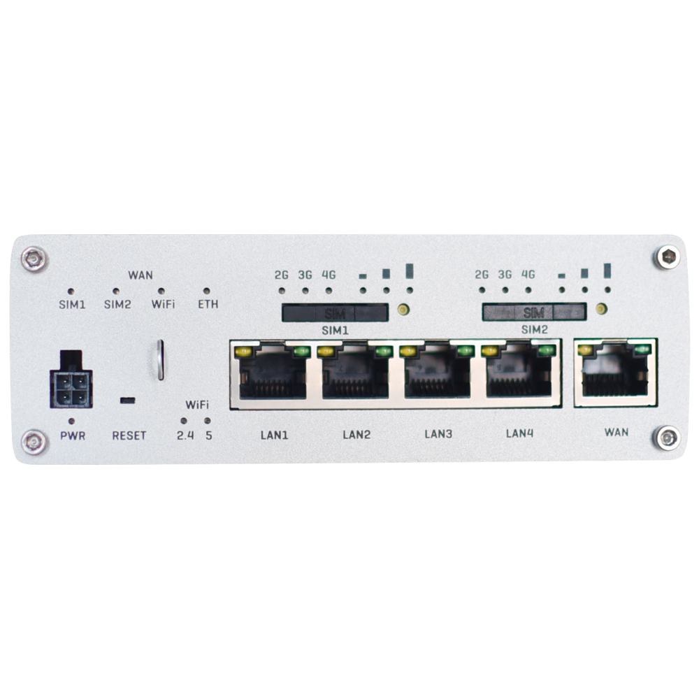 Teltonika Router 4G Industrial - Doble Módem 4G Cat 6 Dual SIM  - Wi-Fi 5 - Bluetooth LE 4.0 - Posicionamiento GNSS - 5 puertos Ethernet RJ45 Gigabit