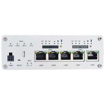 Teltonika Router 4G Industrial - Doble Módem 4G Cat 6 Dual SIM  - Wi-Fi 5 - Bluetooth LE 4.0 - Posicionamiento GNSS - 5 puertos Ethernet RJ45 Gigabit