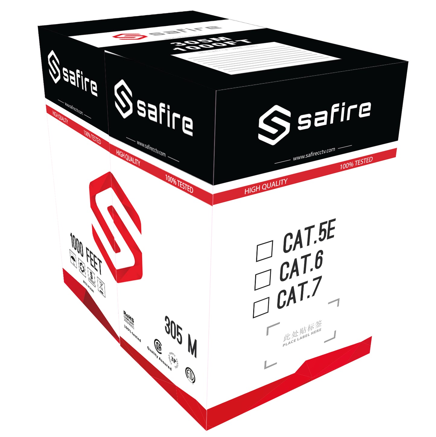 Cavo UTP Safire - Categoria 6E - Bobina da 305 metri - Diametro 5.5 mm - Compatibile con Balun - Conduttore OFC, purezza 99.9% rame