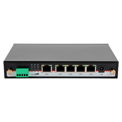 Hongdian Router 5G SA/NSA Industrial - 2 x 4G módulos LTE CAT 6 - Doble Módem Dual SIM - Puertos RS232/RS485 - Wi-Fi 802.11b/g/n/ac 2.4GHz-5GHz - 5 puertos Ethernet RJ45 Gigabit
