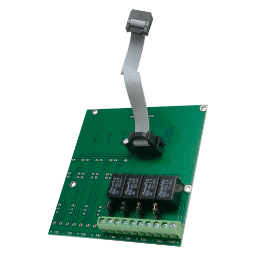 Módulo de relé comercial DMTECH - 4 salidas de relé - 3A/125VAC o 3A/30VDC - Alimentado desde el panel de control - Compatible con paneles de incendio DMTECH