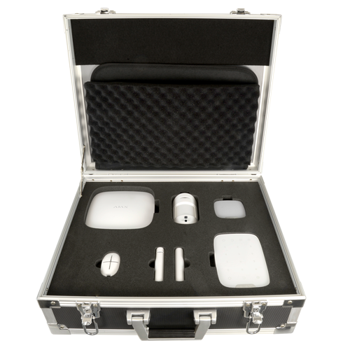 Ajax Demo Case - Grade 2 professional alarm kit - Ajax MotionCam for sending images - Ethernet and GPRS communication - 868 MHz Jeweler wireless - Mobile App and PC Software / Color white