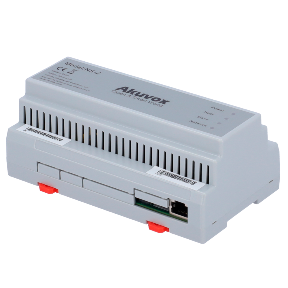 Convertitore da 2-hilos a IP - 6 gruppi di 2-hilos - TCP/IP con RJ45 - Alimenta dispositivi a 2-hilos - Collegamento in cascata di convertitori - Montaggio su guida DIN