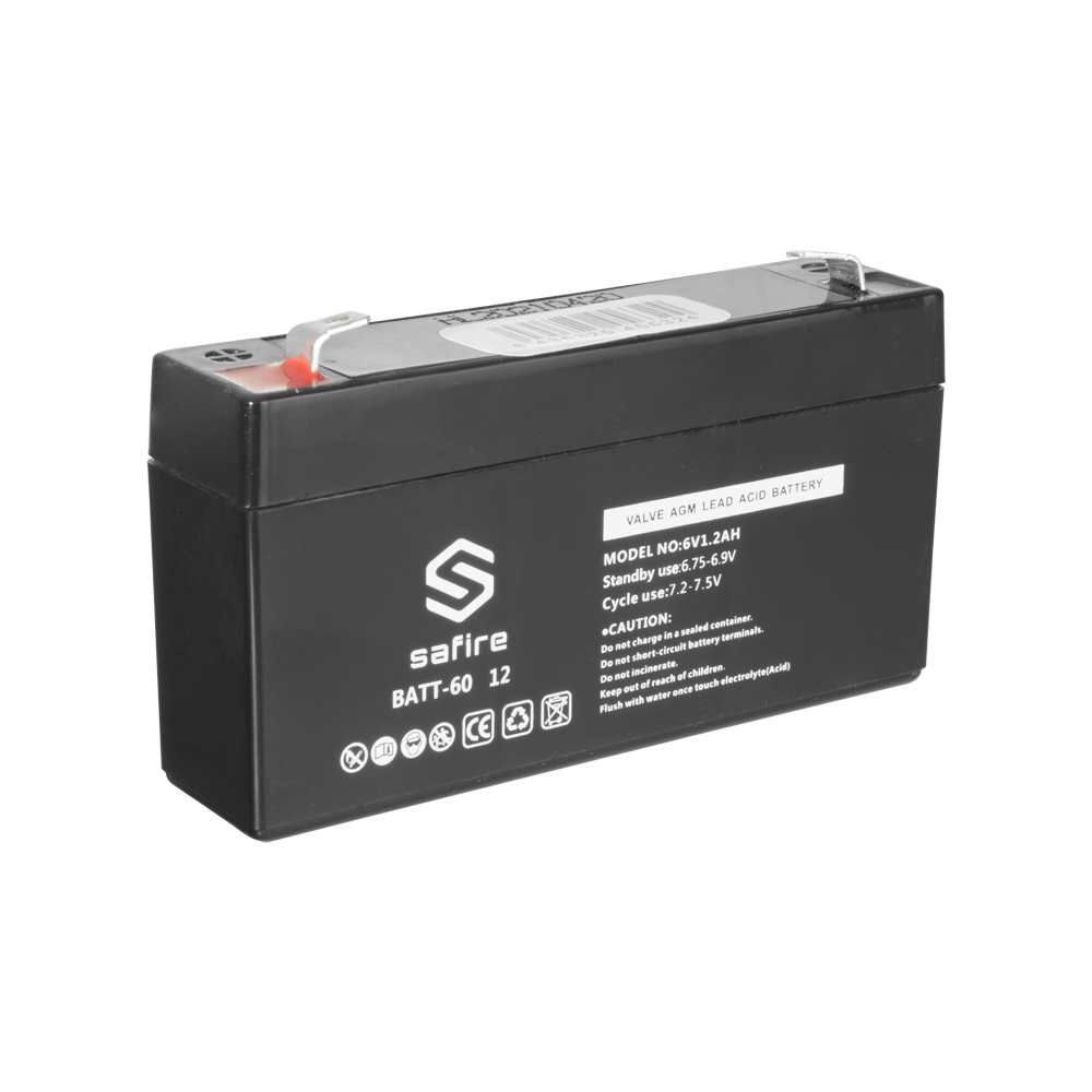 Batteria ricaricabile - Tecnologia piombo-acido AGM - Voltaggio 6 V - Capacità 1.2 Ah - 58 x 97 x 24 mm / 290 g - Per backup o uso diretto