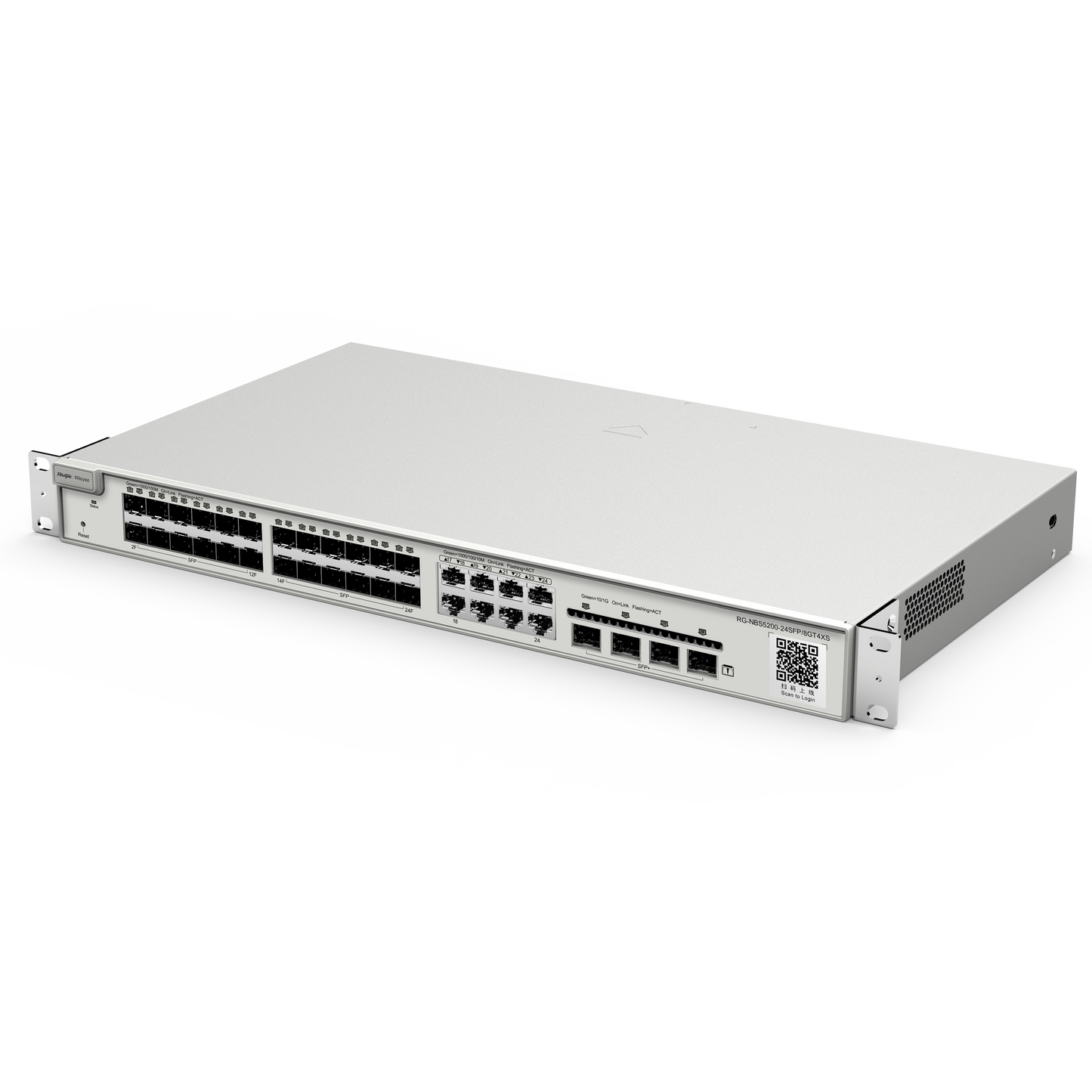Reyee Switch Cloud Layer  2+ - 24 porte SFP Gigabit  (8 Porte Combo RJ45) - 4 porte SFP+ 10 Gbps - Static LAG/DHCP Snooping/IGMP Snooping/Port Mirroring - VLAN/Port Isolation/STP/RSTP/ACL/QoS - Server DHCP/Rotte statiche