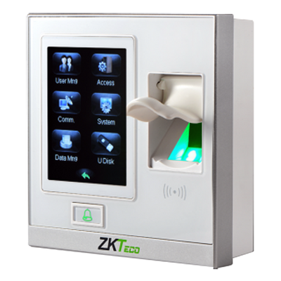 Control de acceso y asistencia - Huellas dactilares, tarjeta EM y PIN - 1.500 usuarios | 80.000 registros - TCP/IP, USB, RS485, Wiegand y relé - Apto para interior - ZKTime SmallBusiness 100 incluido
