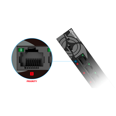 Switch Ezviz - 8 porte + 1 Uplink RJ45 - Velocità fino a 1000 Mbps su tutte le porte - Velocità di trasferimento di 18 Gbps - 3 porte prioritarie - Modalità Estesa, fino a 250m di portata