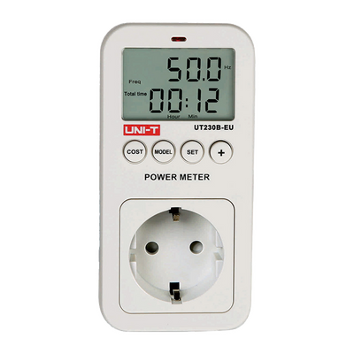 Contador de consumo eléctrico - Permite conocer todos los valores eléctricos - Calcula costes energéticos - Contador de CO2 integrado - Almacenamiento de datos - Toma Schuko