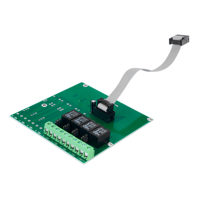 Módulo de relé covecional DMTECH - 4 salidas de relé - Hasta 3A/125VAC o 3A/30VDC - Alimentado desde la central - Compatible con paneles de incendio DMTECH