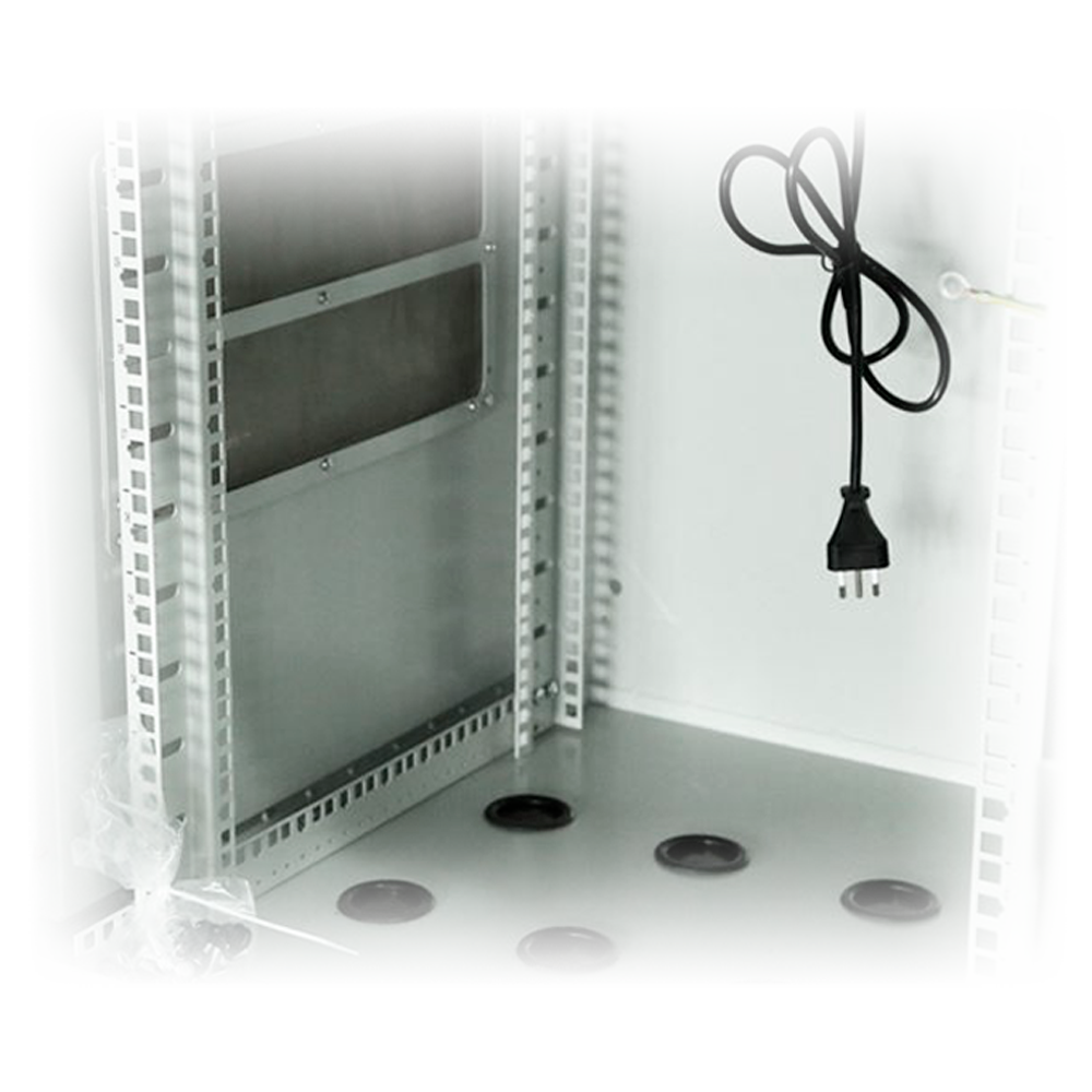 Armadio rack a parete - Fino a 9U rack da 19" - Fino a 100 Kg di carico - Con griglie di ventilazione e passacavi - Grado di protezione IP65 - 8 Ingressi per cablaggio