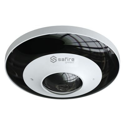 Safire Smart - Telecamera Dome IP Fisheye gamma I1 IA Avanzata - Risoluzione 6 Megapixel (2160x2160) - Ottica 1.1 mm, grandangolo 360º - Audio, Allarmi, Scheda MicroSD 256GB - Waterproof IP67 | PoE (IEEE802.3af)