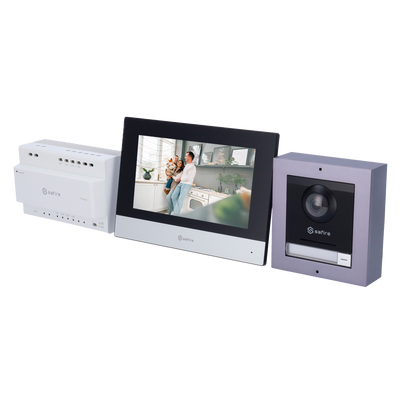 Kit videoportero - Tecnología 2 hilos - Incluye placa, monitor - Hub y conversor MicroSD - App celular con P2P - Montaje en superficie