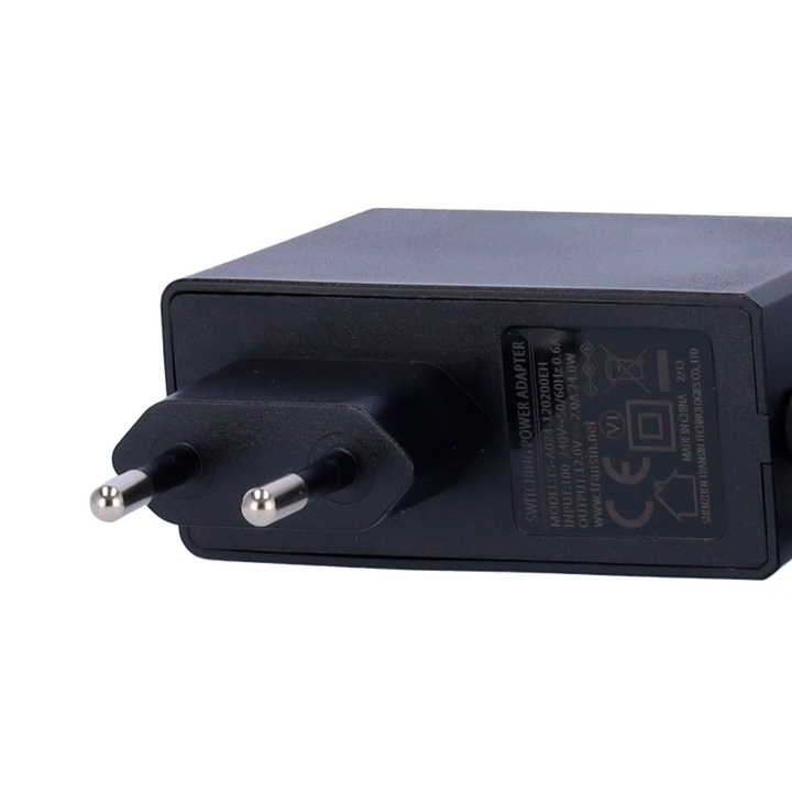 Fonte di alimentazione - Uscita DC 12 V 2 A - 1 Uscita ad angolo a L - Jack standard - Stabilizzato - Lunghezza del cavo 1.5m