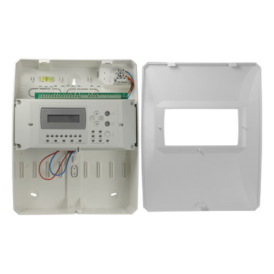 Centrale convenzionale di 8 zone con schermo LCD - 2 Uscita sirena - 2 uscite di allarme e guasto e 2 uscite relé configurabili - Uscita ripetitore - Fino a 30 rilevatori per zona - Rilevamento automatico della resistenza di fine linea