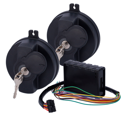 Kit tappo di sicurezza per camion - Rileva e notifica i tentativi di furto di carburante  - Sistema da integrare con Ajax - Integrazione con AJ-DOORPROTECT e AJ-TRANSMITTER - Include due tappi (Ø 6 cm)  - e modulo di comunicazione