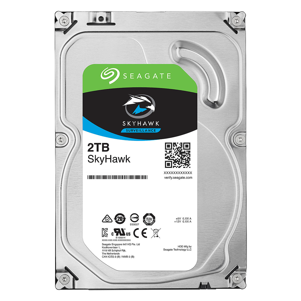 Disco duro Seagate Skyhawk - Capacità 2 TB - Interfaccia SATA 6 GB/s - Modello ST2000VX003 - Speciale per Videoregistratori - Da solo o installato su DVR