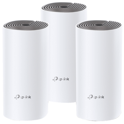 Kit Wi-Fi Mesh con 3 unidades Deco E4 V2 - Wi-Fi 5 Doble Banda AC1200 - Sistema Mesh para hogares - 2x Puerto Ethernet RJ45 10/100Mbps - Compatible con otros Deco - Roaming ininterrumpido