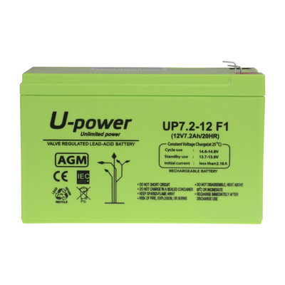 Upower - Rechargeable battery - AGM lead-acid technology - Voltage 12 V - Capacity 7.2 Ah - 101 x 151 x 65 mm / 2180 g - For backup or direct use