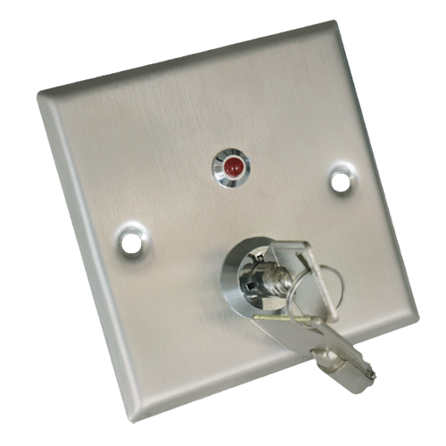 Interruttore a chiave - Indicatore LED - Testato 500.000 usi - NO/NC/COM/TAMP/LED | Montaggio ad incasso o su superficie - Misure 86 (H) x 86 (l) x 20 (P) mm - Finitura in acciaio inossidabile