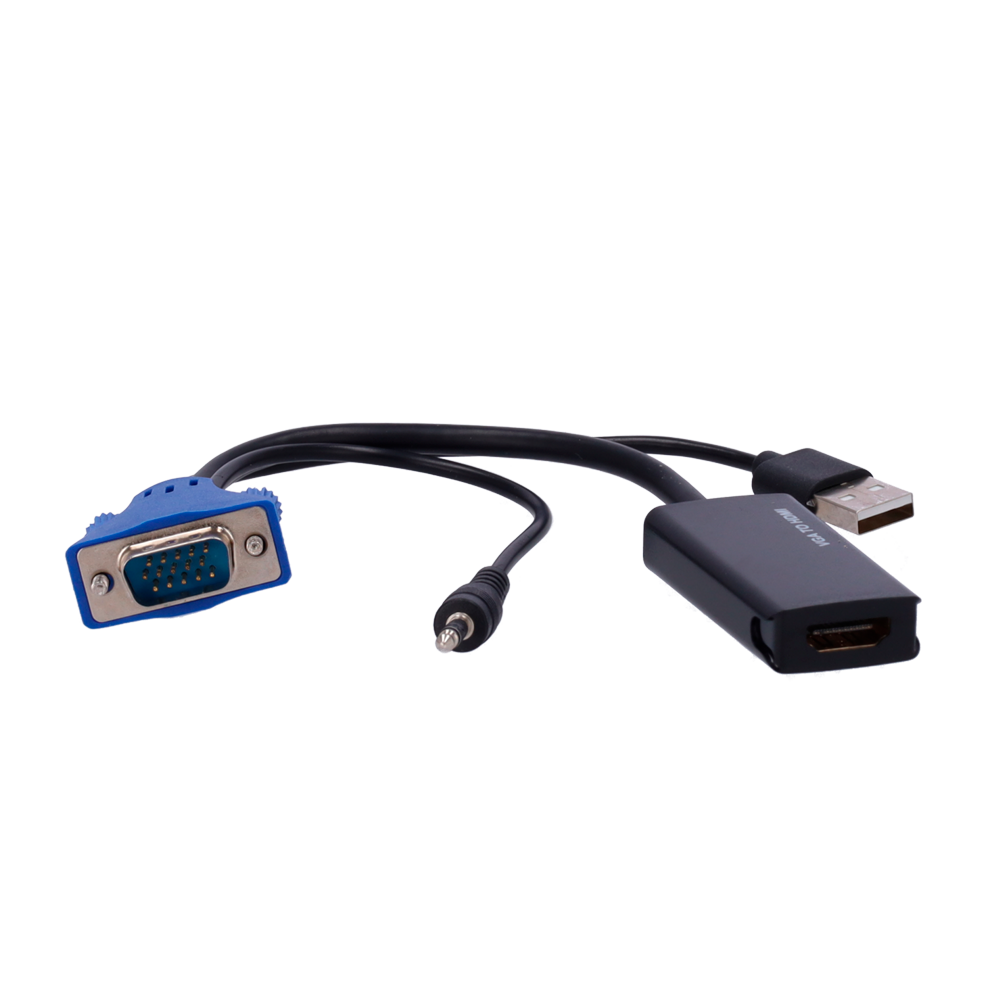 Adaptador VGA+Audio a HDMI - Convierte una salida VGA+Audio a HDMI - Resolución 1080p/720p - Entrada VGA+Audio - Salida HDMI