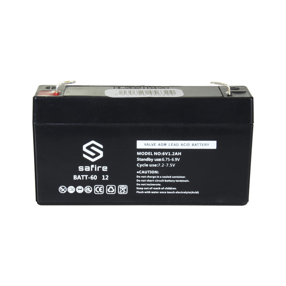 Batteria ricaricabile - Tecnologia piombo-acido AGM - Voltaggio 6 V - Capacità 1.2 Ah - 58 x 97 x 24 mm / 290 g - Per backup o uso diretto