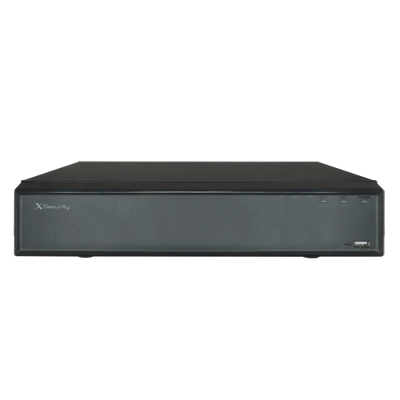 Videograbador NVR X-Security para cámaras IP - 4 CH IP y 4 puertos PoE - Resolución máxima de grabación 8 Mpx - Compresión H.265/H.264 - Salida HDMI 4K y VGA - Permite 1 disco duro