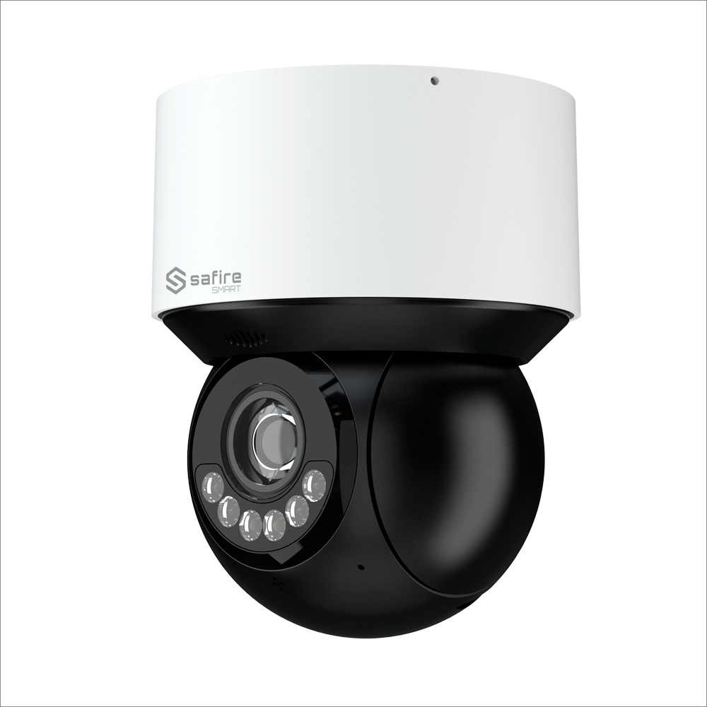 Safire Smart - B1 range Artificial Intelligence PTZ IP camera - 4 Megapixel resolution (2560x1440) - 15 mm optical zoom | Dual light: IR 50m White 30m - Autotracking, person and vehicle | Alarms - Waterproof IP66 | PoE+ (IEEE802.3at)