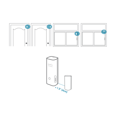 Sensor de apertura Eufy by Anker  - Inalámbrico 868 MHz - Compatible con el sistema de alarma Eufy - Botón de enlace rápido a HomeBase - Funcionamiento a pilas - Fácil instalación