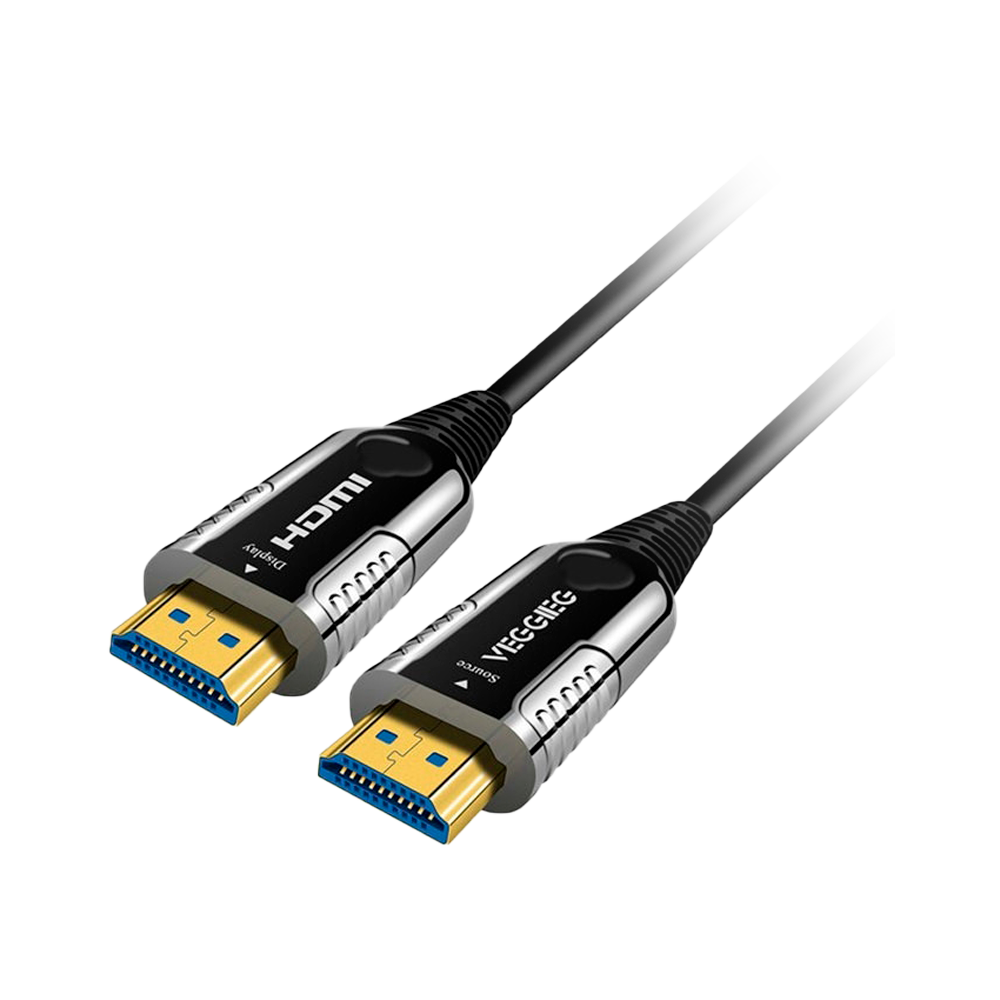 Cable de fibra óptica HDMI - Conectores HDMI tipo A macho - Soporte 4K@60 Hz - 50 m - El cable no es reversible - Color negro