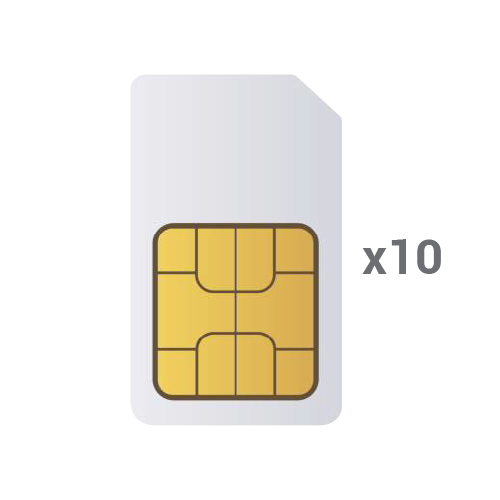 Pack of 10 M2M SIM cards - GlobalSIM Multioperator - 2G/3G/4G/5G - Fixed rate data plan for alarm control panels - Supports SMS and calls (cost in the description)