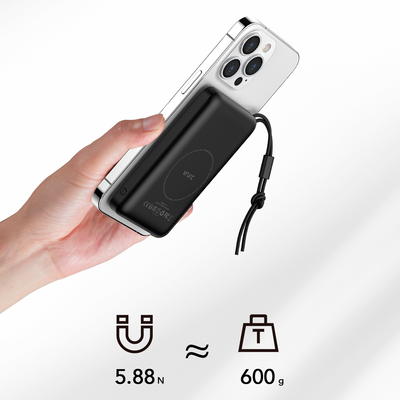 VEGER - Magnetic and wireless power bank - Capacity 10000mAh (38.5Wh) - Fast charging 22.5W - USB-C, Lightning inputs - USB-B, USB-C, wireless outputs