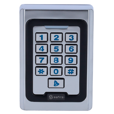 Standalone access control - Access via MF card and PIN - Relay, button and bell output - Wiegand 26 - Time control - Suitable for indoors