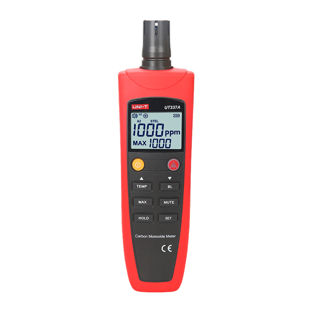 Medidor de monóxido de carbono (CO) - Incorpora sensor electroquímico de gas - Alarma configurable con señal sonora - Visualización del valor máximo registrado - Autotest del sensor
