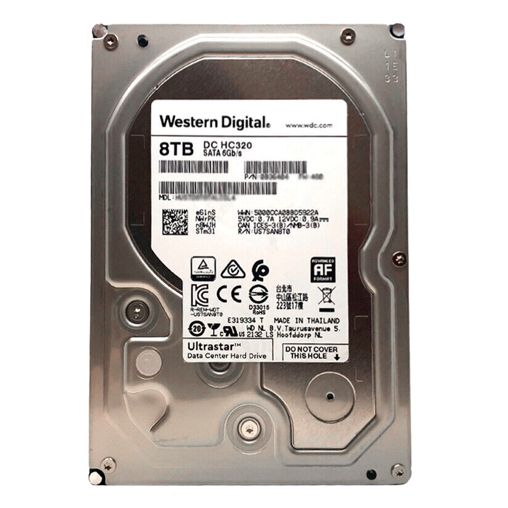 Disco duro Western Digital - Capacidad 8 TB - Interfaz SATA III  6 Gb/s - Modelo HUS728T8TALE6L4  - Diseñado para 24/7/365 - Para servidores de gran capacidad