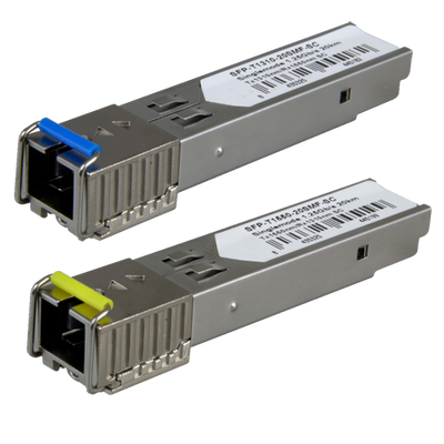 Coppia di moduli trasmettitori SFP - Tx 1550/1310 nm Rx 1310/1550 nm - Fibra Monomodale - Connettore SC Simplex - BiDi - Massimo 20 km - 1.25Gb/s - 1000Base-LX