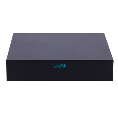 Grabador NVR Uniarch - 4 CH vídeo /  4 CH PoE - Ancho de banda 64Mbps - HDMI Full HD y VGA - Resolución máxima 6Mpx - Admite 1 disco duro max.6 Tb