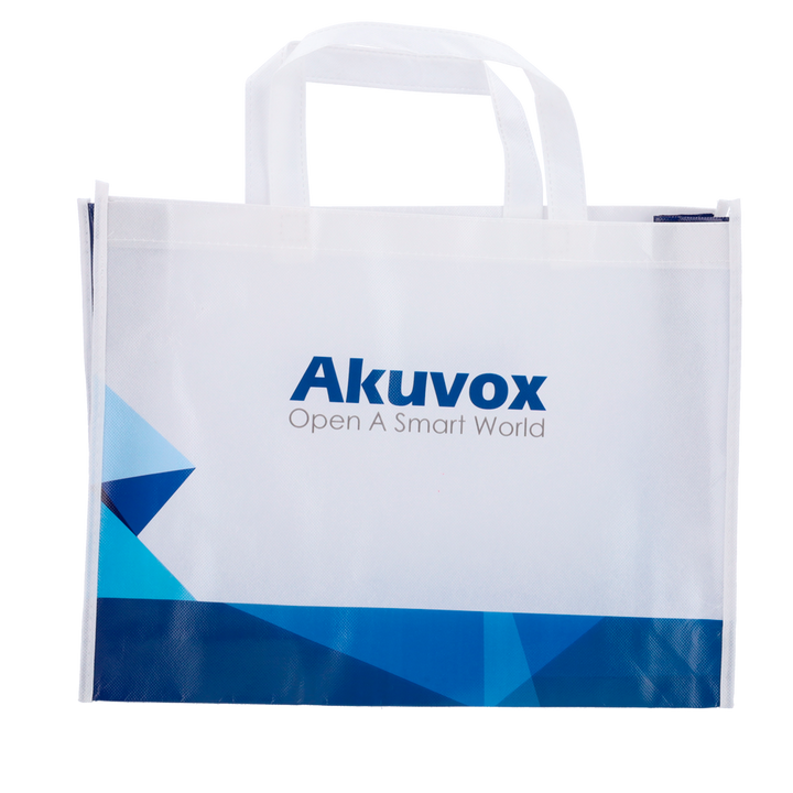 Akuvox - Reusable bag with handles - Polyester fiber - Blue and white color