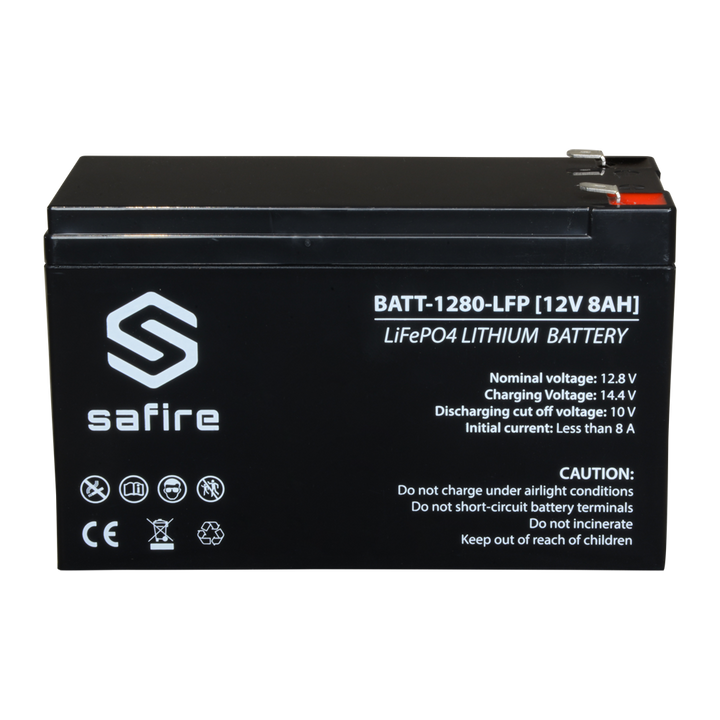 Batteria ricaricabile - Tecnologia Litio LiFePO4 - Voltaggio 12 V - Capacità 8.0 Ah - Lunga durata - Per backup o uso diretto