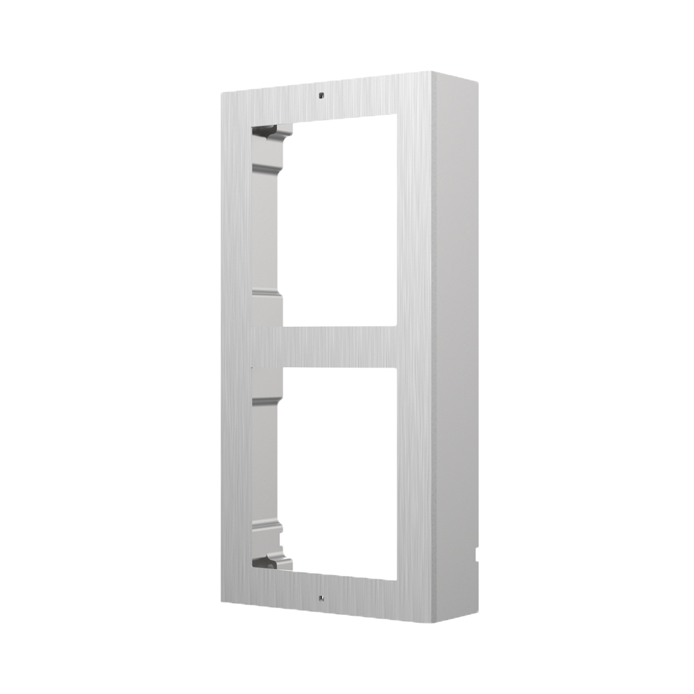 Supporto modulare da parete - Per 2 moduli - Specifico per i videocitofoni Hikvision - Compatibile con i moduli Hikvision - Alloggiamento in alluminio di qualità arronautica - Pannello fabbricato in acero inossidabile