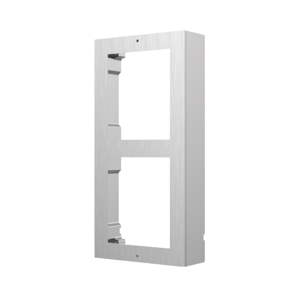Modular wall support - For 2 modules - Specific for Hikvision video intercoms - Compatible with Hikvision modules - Aeronautical quality aluminum housing - Panel made of stainless maple