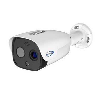 Cámara térmica IP Raythink FC4 series - Sensor térmico VOx FPA 640x512 12μm | Lente 25mm - Sensor visible 1/2.8&quot; CMOS | 5Mpx | Lente 12mm - Sensibilidad térmica ≤40mK - Rango medición temperatura -20~550ºC/±2ºC o ±2% - Detección de preventiva de ince