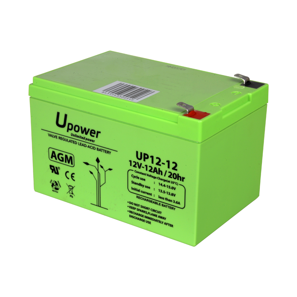 Upower - Batteria ricaricabile - Tecnologia piombo-acido AGM - Voltaggio 12 V - Capacità 12.0 Ah - 101 x 151x x 98/ 3800g - Per backup o uso diretto