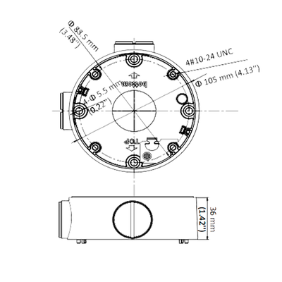 Junction box - For bullet cameras - For outdoors - Roof or wall installation - Black color - Cable gland