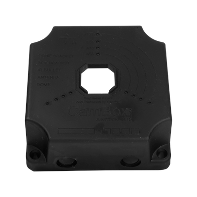 Junction box for dome and bullet cameras - For outdoor use - Roof or wall installation - Complete seal with CamBox covers - Black color - Made of plastic