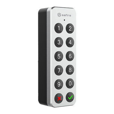 Keyboard accessory - Compatible with SF-SMARTLOCK-BT and SF-SLRELAY-BT - Remote opening and closing of the lock and relay - Opening via keyboard - Single-use or temporary codes - Powered by two AA batteries or microUSB