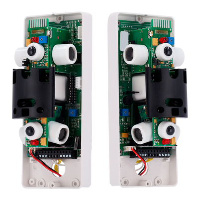 Duevi low consumption outdoor detector - Integrated with Ajax Transmitter - Double PIR on each side and double PIR on the front - 180º total coverage / Antimasking - Power supplied by the Transmitter - IP54 outdoor use / IK10 vandal resistant