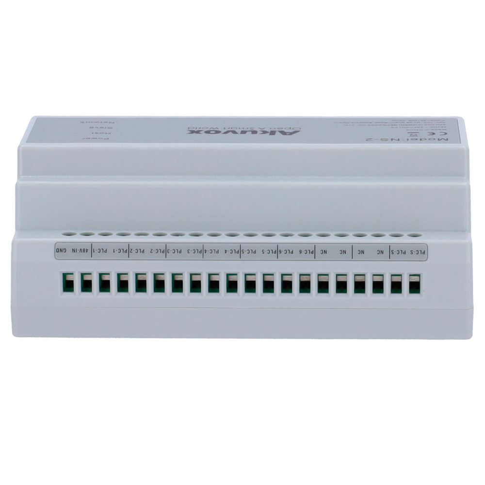 Convertitore da 2-hilos a IP - 6 gruppi di 2-hilos - TCP/IP con RJ45 - Alimenta dispositivi a 2-hilos - Collegamento in cascata di convertitori - Montaggio su guida DIN