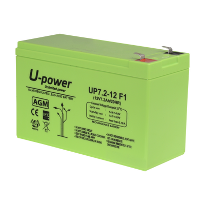Upower - Rechargeable battery - AGM lead-acid technology - Voltage 12 V - Capacity 7.2 Ah - 101 x 151 x 65 mm / 2180 g - For backup or direct use