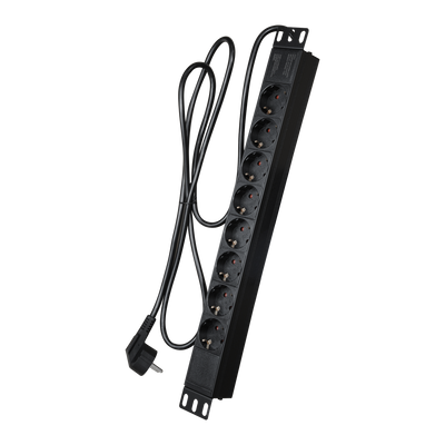 Multiple socket outlet - Designed for standard 19" racks - 8 outputs up to 250VAC / 16A max. - 1U size for ease of installation - Automatic safety switch - Black color