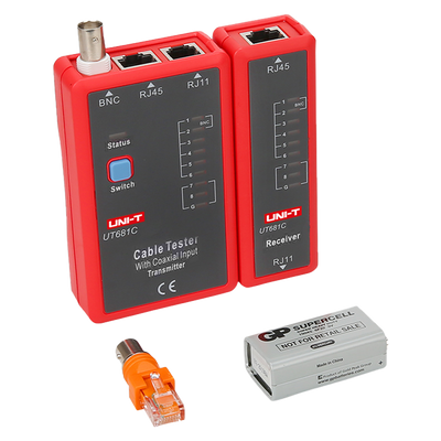 Probador de cables - Comprobación del estado de los cables RJ45/RJ11/BNC - Prueba modo rápido y modo lento - Apagado automático
